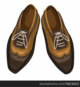 Footwear fashion for men, isolated icon of stylish boots made of leather. Vintage and retro apparel for gentlemen. Walking shoes with laces, autumn or spring season clothes. Vector in flat style. Vintage shoes with laces, man footwear fashion