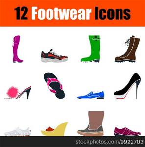 Footwear Icon Set. Flat Design. Fully editable vector illustration. Text expanded.