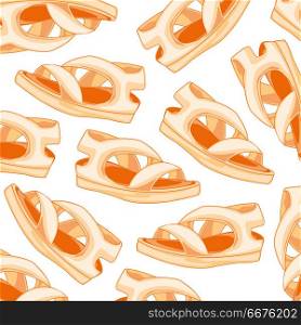 Footwear sandals pattern. Year footwear sandals on white background is insulated