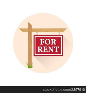 For rent Icon on the white background. For web and mobile, modern minimalist flat design. Vector illustration.. For rent Icon on the white background.