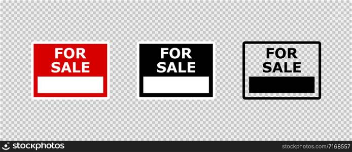 For sale sign isolated vector sign on transparent background. For sale sign. New house. Sold sign. EPS 10