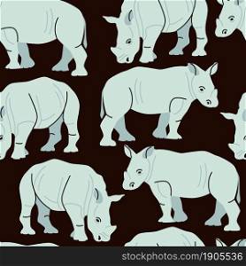 For textile, wallpaper, wrapping, web backgrounds and other pattern fills. Vector seamless pattern with African rhinos Rhinoceros illustration
