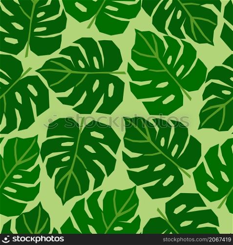 For textile, wallpaper, wrapping, web backgrounds and other pattern fills. Vector seamless pattern with monstera leaves Urban jungle illustration