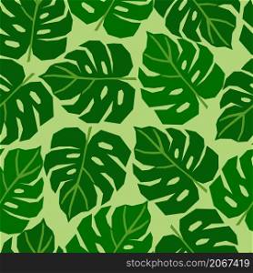 For textile, wallpaper, wrapping, web backgrounds and other pattern fills. Vector seamless pattern with monstera leaves Urban jungle illustration