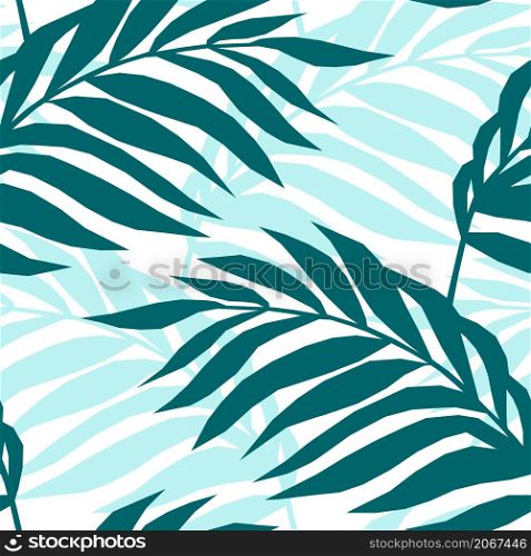 For textile, wallpaper, wrapping, web backgrounds and other pattern fills. Vector seamless pattern with palm leaves on a white background
