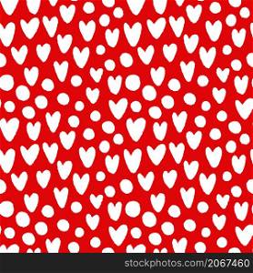 For textile, wallpaper, wrapping, web backgrounds and other pattern fills. Vector seamless background for valentines day with hearts and circles