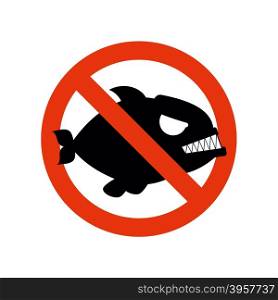 Forbidden Piranha. Stop fish. Red forbidding character. Strikethrough marine predator.&#xA;