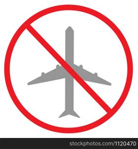 forbidden plane icon on white background. flat style. red prohibition sign do not fly Planes !. no fly zone symbol.
