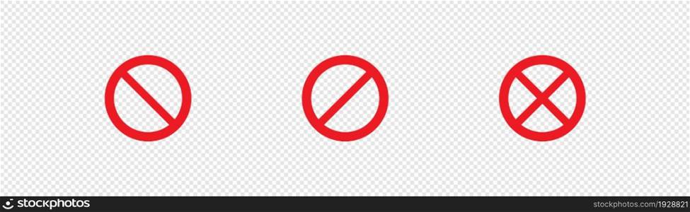 Forbidden red icon. Stop symbol, ban sign. Dont, circle warning illustration in vector flat style.