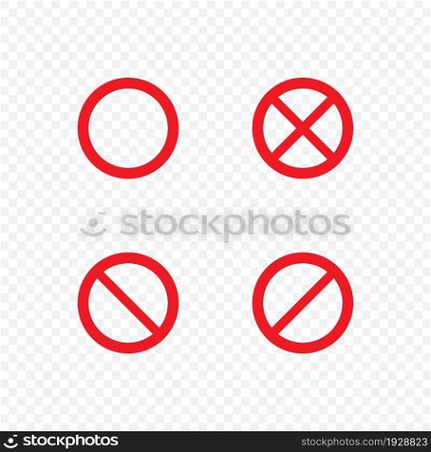 Forbidden red icon. Stop symbol, ban sign. Dont, circle warning illustration in vector flat style.
