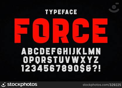 Force heavy display font design, alphabet, typeface, letters and numbers, typography. Swatches color control. Force heavy display font design. Swatches color control.