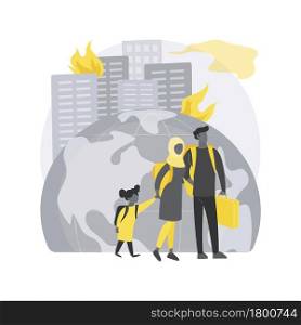 Forced migration abstract concept vector illustration. Movement of people, forced displacement, refugee group, run from war, travelling with bags, return home, displaced persons abstract metaphor.. Forced migration abstract concept vector illustration.