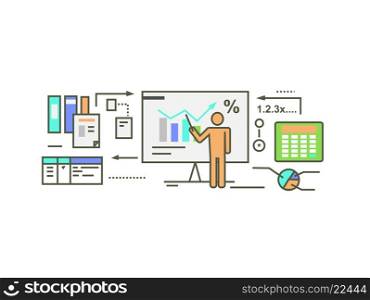 Forecast concept icon flat style. Business growth graph, finance market progress chart, financial investment, profit marketing, diagram stock increase, report and statistic data illustration