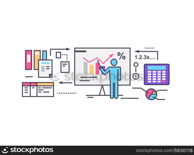 Forecast concept icon flat style. Business growth graph, finance market progress chart, financial investment, profit marketing, diagram stock increase, report and statistic data illustration