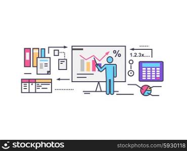 Forecast concept icon flat style. Business growth graph, finance market progress chart, financial investment, profit marketing, diagram stock increase, report and statistic data illustration