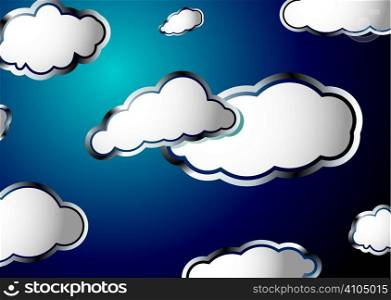 Forecast weather style background with fluffy white clouds