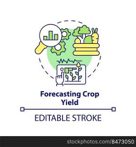 Forecasting crop yield concept icon. Data analysis. Increased crop yield abstract idea thin line illustration. Isolated outline drawing. Editable stroke. Arial, Myriad Pro-Bold fonts used . Forecasting crop yield concept icon
