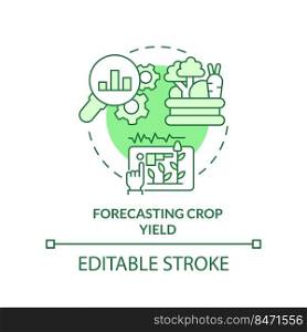 Forecasting crop yield green concept icon. Data analysis. Increased crop yield abstract idea thin line illustration. Isolated outline drawing. Editable stroke. Arial, Myriad Pro-Bold fonts used
. Forecasting crop yield green concept icon