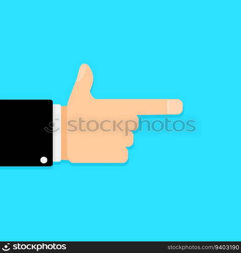 Forefinger direction banner. Finger gesture indicate, vector illustration. Forefinger direction banner