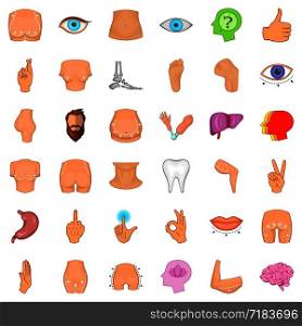 Forefinger icons set. Cartoon style of 36 forefinger vector icons for web isolated on white background. Forefinger icons set, cartoon style