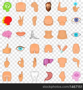 Forefinger icons set. Cartoon style of 36 forefinger vector icons for web for any design. Forefinger icons set, cartoon style