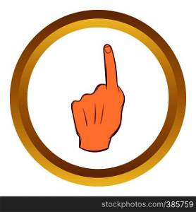 Forefinger up gesture vector icon in golden circle, cartoon style isolated on white background. Forefinger up gesture vector icon, cartoon style