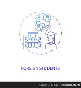 Foreign students concept icon. Service optimization. Travel during covid 19 breakdown idea thin line illustration. Moving to another county for study. Vector isolated outline RGB color drawing.. Foreign students concept icon