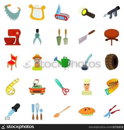 Foreman icons set. Cartoon set of 25 foreman vector icons for web isolated on white background. Foreman icons set, cartoon style