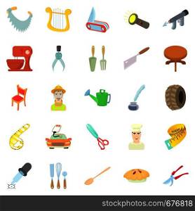 Foreman icons set. Cartoon set of 25 foreman vector icons for web isolated on white background. Foreman icons set, cartoon style