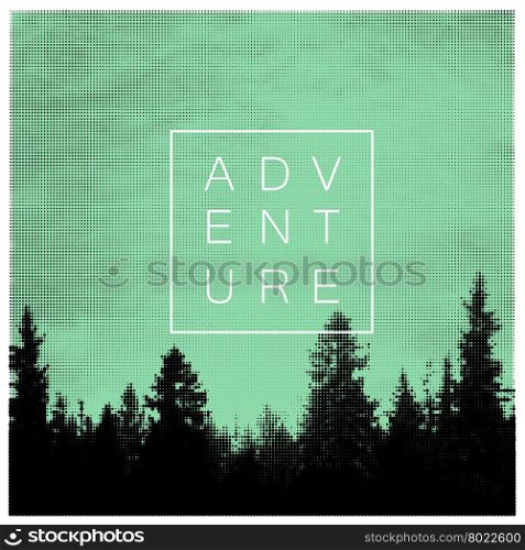 Forest Adventures Outdoor Background Concept. Halftone forest background