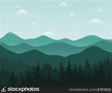 Forest and mountain landscape. Vector illustration