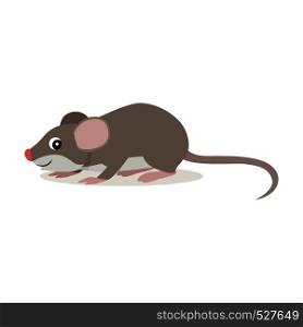 Forest animal, cute small gray mouse icon isolated on white background, funny rat, vector illustration. Forest animal, cute small gray mouse icon isolated on white background