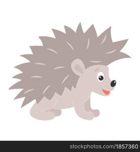 Forest animal hedgehog vector illustration. Funny cute hedgehog, isolated flat object.. Forest animal hedgehog vector illustration.