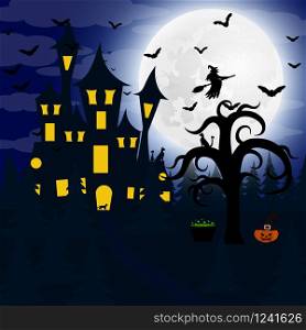 Forest at night on Halloween illustration holiday. Forest at night on Halloween