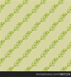 Forest branch with leaves seamless pattern. Linear foliage backdrop. Nature wallpaper. For fabric design, textile print, wrapping, cover. Vector illustration.. Forest branch with leaves seamless pattern. Linear foliage backdrop.
