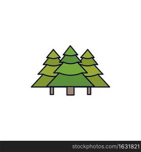 forest, c&ing, jungle, tree, pines Flat Color Icon Vector