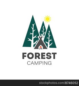 Forest c&ing logo on white background, vector