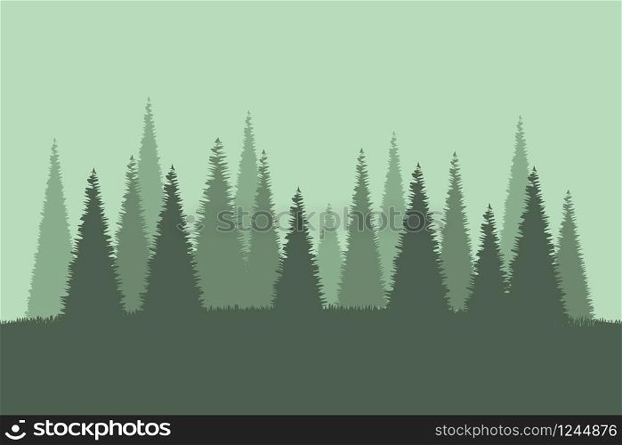 forest camp landscape adventure green outdoor vector illustration