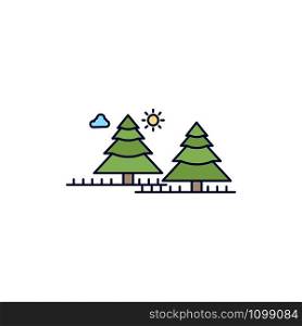 forest, camping, jungle, tree, pines Flat Color Icon Vector