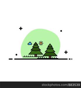 forest, camping, jungle, tree, pines Flat Color Icon Vector