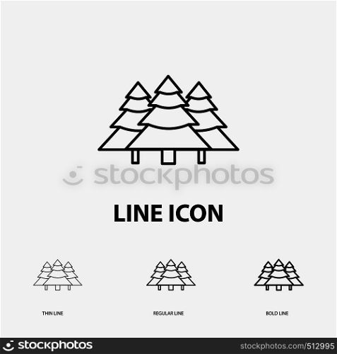 forest, camping, jungle, tree, pines Icon in Thin, Regular and Bold Line Style. Vector illustration. Vector EPS10 Abstract Template background
