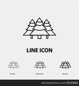 forest, camping, jungle, tree, pines Icon in Thin, Regular and Bold Line Style. Vector illustration. Vector EPS10 Abstract Template background
