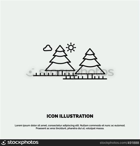 forest, camping, jungle, tree, pines Icon. Line vector gray symbol for UI and UX, website or mobile application. Vector EPS10 Abstract Template background