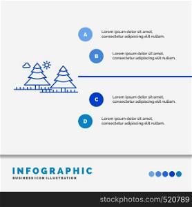 forest, camping, jungle, tree, pines Infographics Template for Website and Presentation. Line Blue icon infographic style vector illustration. Vector EPS10 Abstract Template background