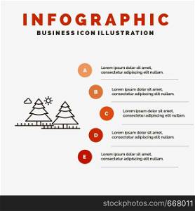 forest, camping, jungle, tree, pines Infographics Template for Website and Presentation. Line Gray icon with Orange infographic style vector illustration. Vector EPS10 Abstract Template background