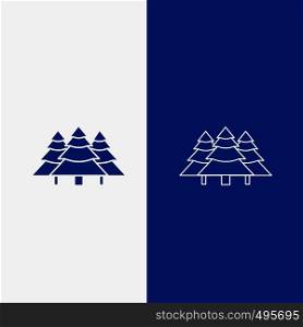 forest, camping, jungle, tree, pines Line and Glyph web Button in Blue color Vertical Banner for UI and UX, website or mobile application. Vector EPS10 Abstract Template background