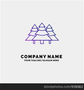 forest, camping, jungle, tree, pines Purple Business Logo Template. Place for Tagline. Vector EPS10 Abstract Template background