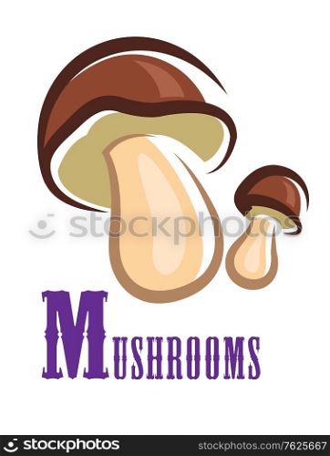 Forest colorful mushroom in cartoon style isolated on white background
