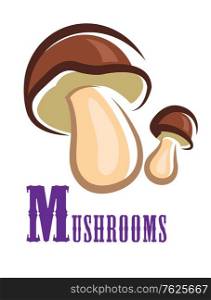 Forest colorful mushroom in cartoon style isolated on white background
