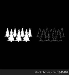 Forest fir spruce icon white color vector illustration flat style simple image set. Forest fir spruce icon white color vector illustration flat style image set